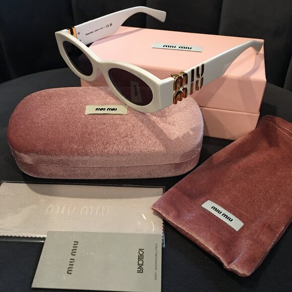 MIU MIU Oval White Sunglasses